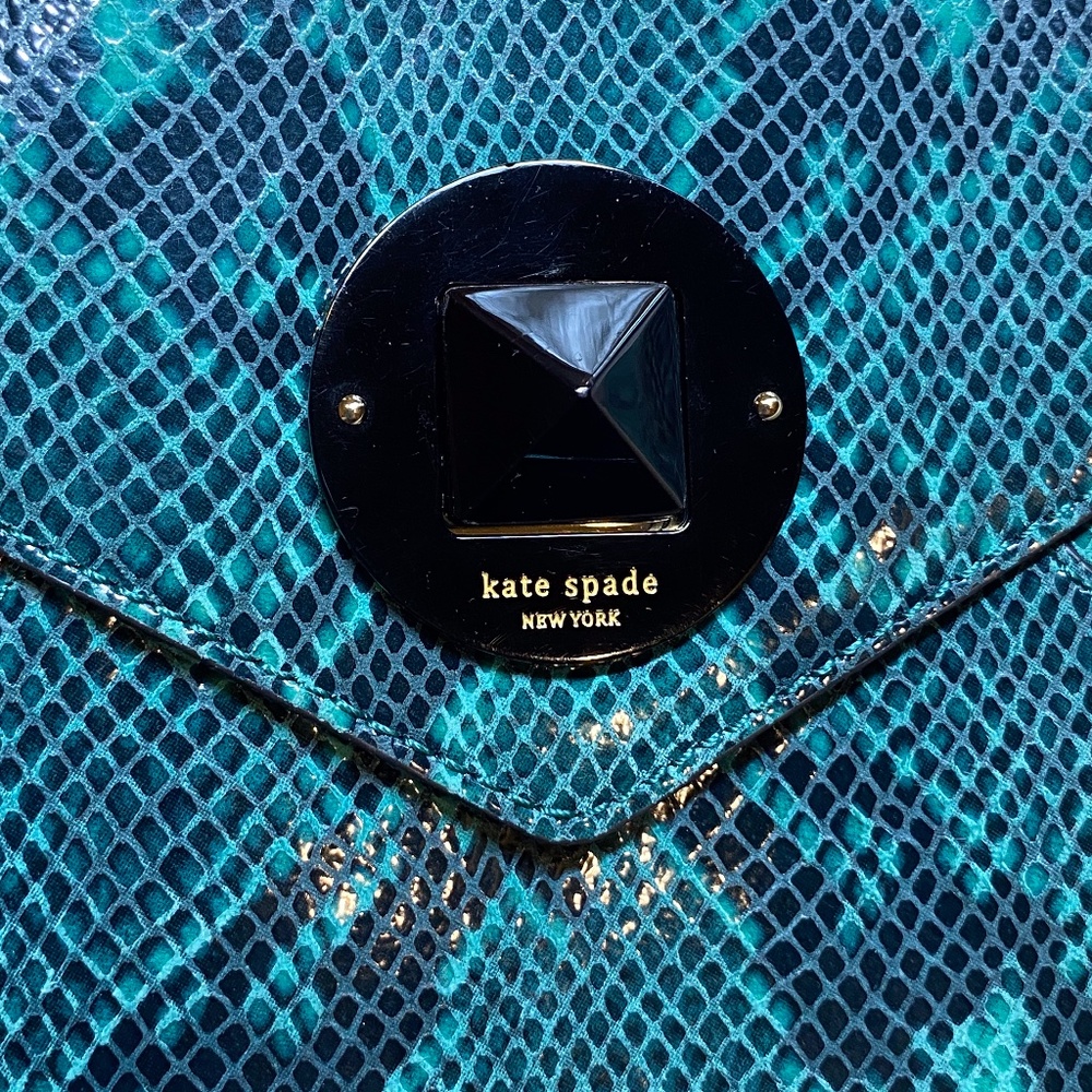 Kate Spade teal and black envelope clutch handbag - Picture 3 of 9
